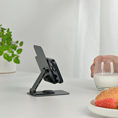 ELECOGO Aluminum Alloy Desktop Folding Phone Stand with 360-Degree Rotating Base