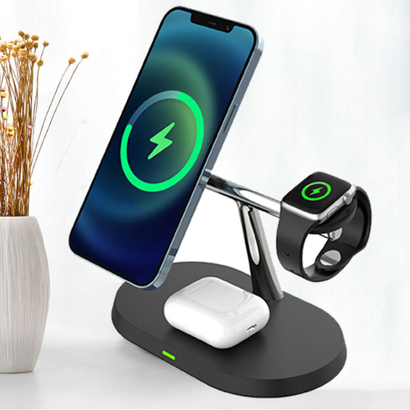 Multifunctional 15W Magnetic Wireless Charging Stand: 3-in-1 Wholesale Charger for Apple Devices