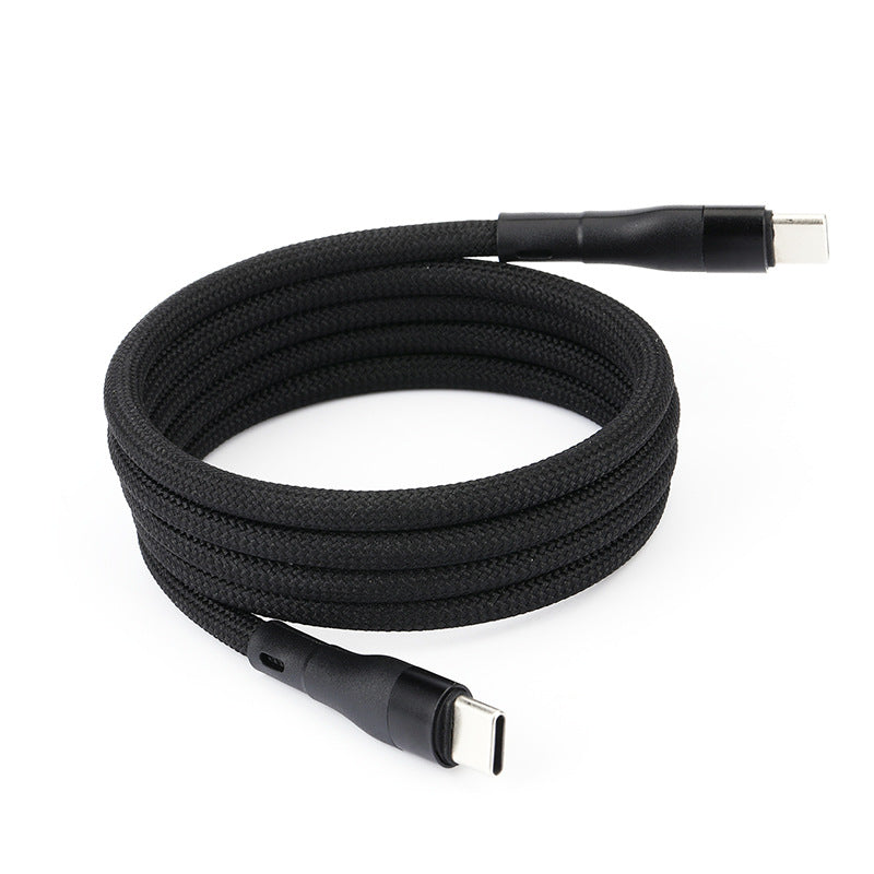 Magnetic 3.3ft Type C to Type C/Lightning Fast Charging Cable: 60W Nylon Braided Cable for Apple and Samsung Devices