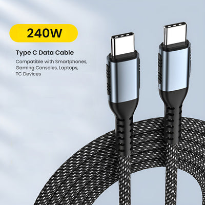 Ultra-Durable 240W 5A USB-C Fast Charging & Data Cable for Laptops and Smart Devices