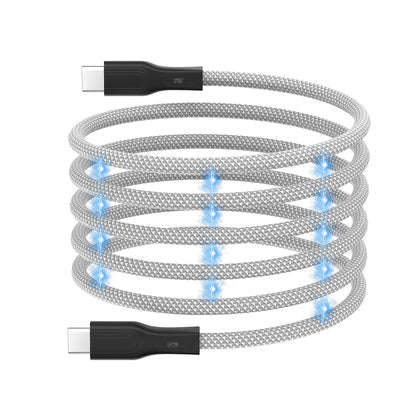 Magnetic 3.3ft Type C to Type C/Lightning Fast Charging Cable: 60W Nylon Braided Cable for Apple and Samsung Devices