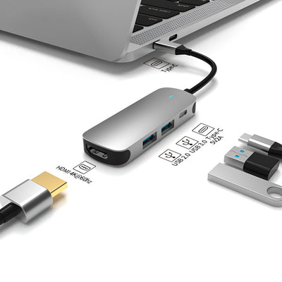 4-in-1 Type-C Docking Station: Compact USB Hub with USB 3.0 for Notebook Expansion