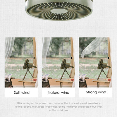Battery Powered Fan with LED Light for Camping, Outdoor Activities