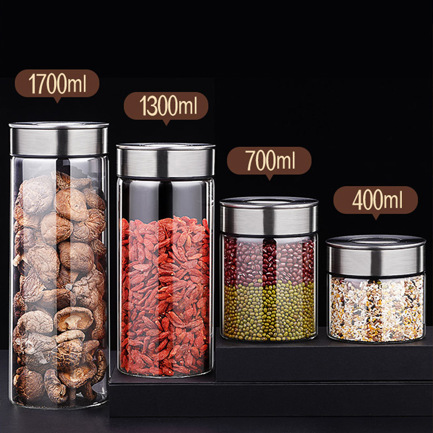 480ml 16oz Clear Borosllicate Glass Storage Canister Jar Container