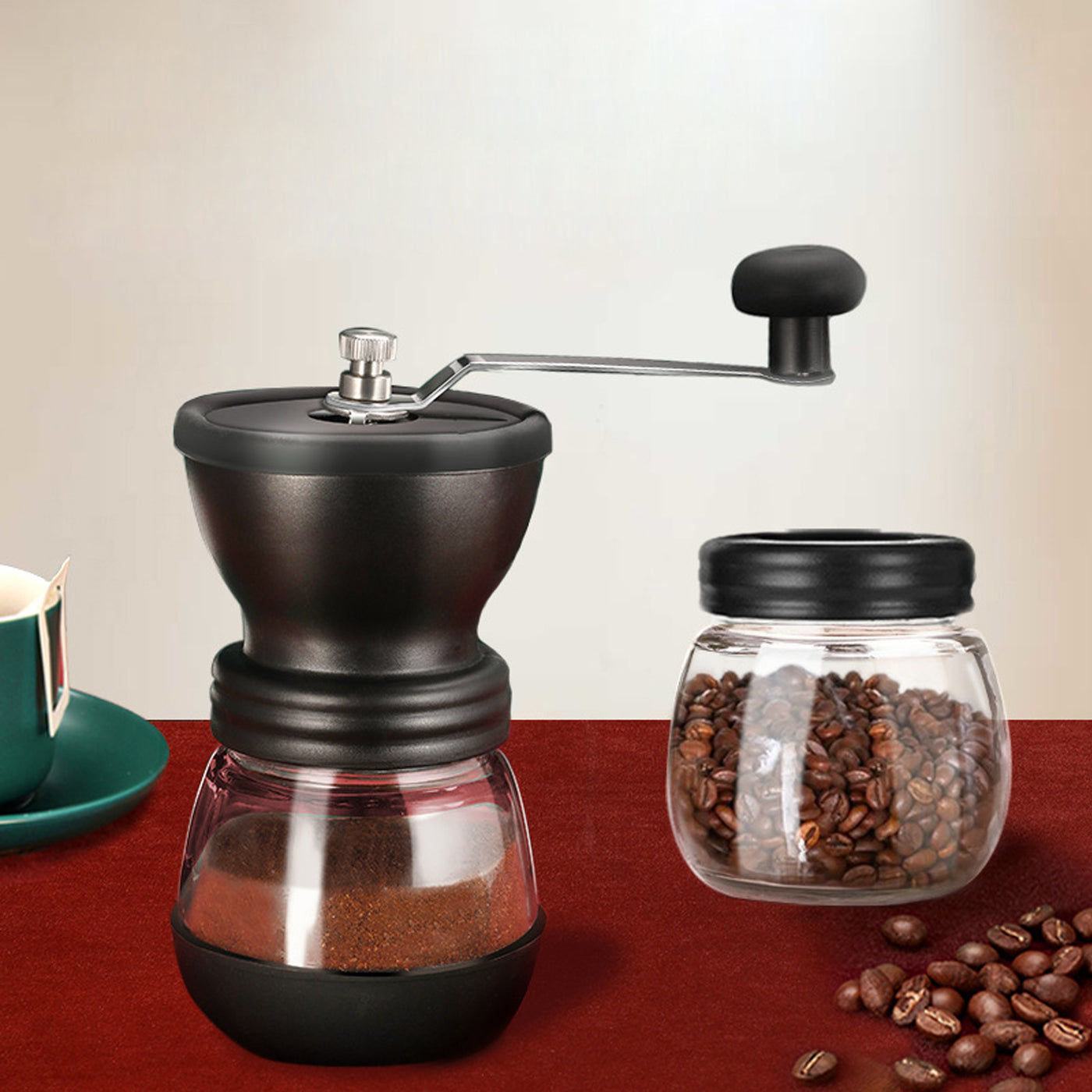 Black Hand Coffee Bean Grinder Ceramic Core Grinder Home Office Grinding  Fine Powder Coffee Bean Grinder,Hand coffee grinder