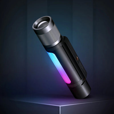 12-in-1 Music Pulse Lamp, Telescopic Focus, Mini Speaker 245M Long Range LED Flashlight Torch