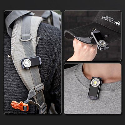 500LM LED Quick-release EDC Keychain Magnetic Tail Type-C Charging Super Wide-angle Flashlight