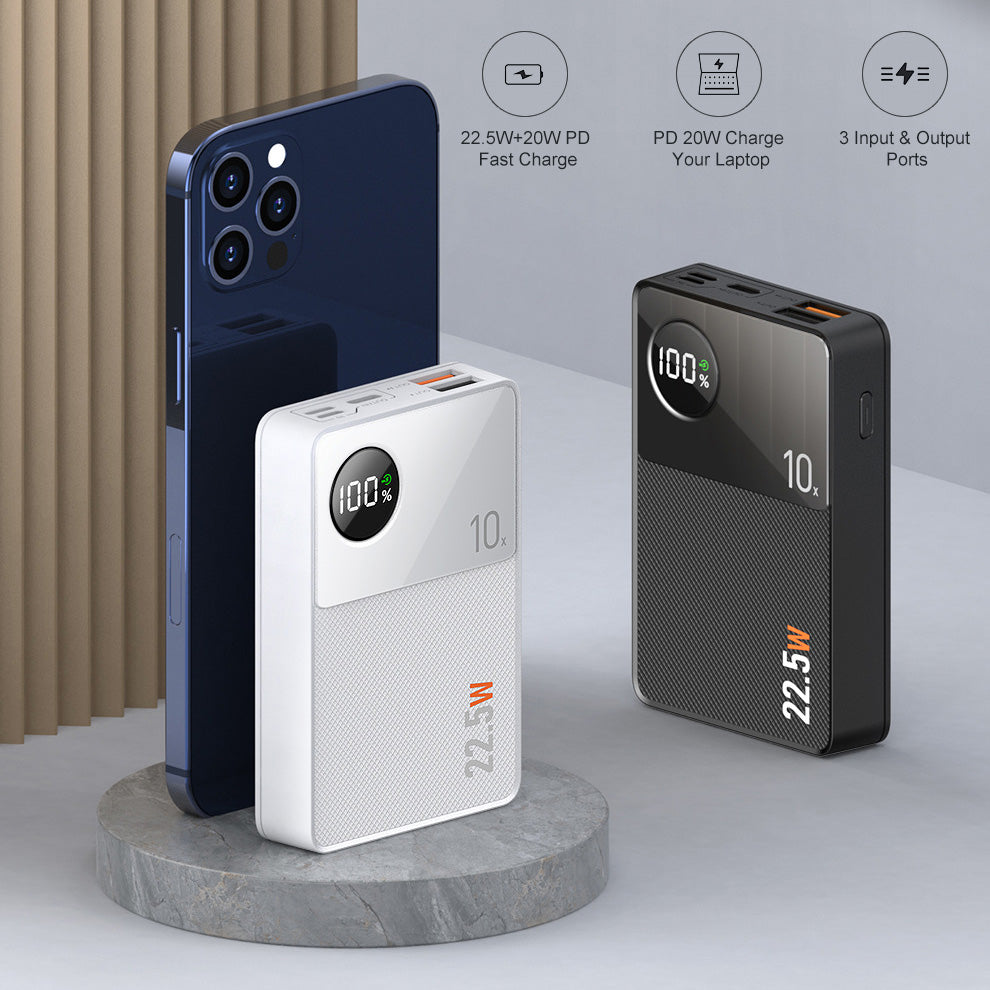 Super Fast Charge Power Bank 10000/20000/30000 mAh, w/ 3 Outputs 3 Inputs, MacBook Pro/Air/iPhone/Android Phones Compatible