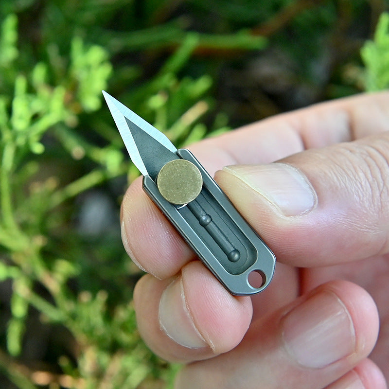 Titanium Mini Push Knife, Portable EDC Keychain Pendant, Express Dismantling Knife