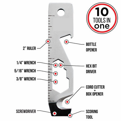 10-in-1 Outdoor Camping EDC Screwdriver, Wrench, Bottle Opener, Multi-Tool