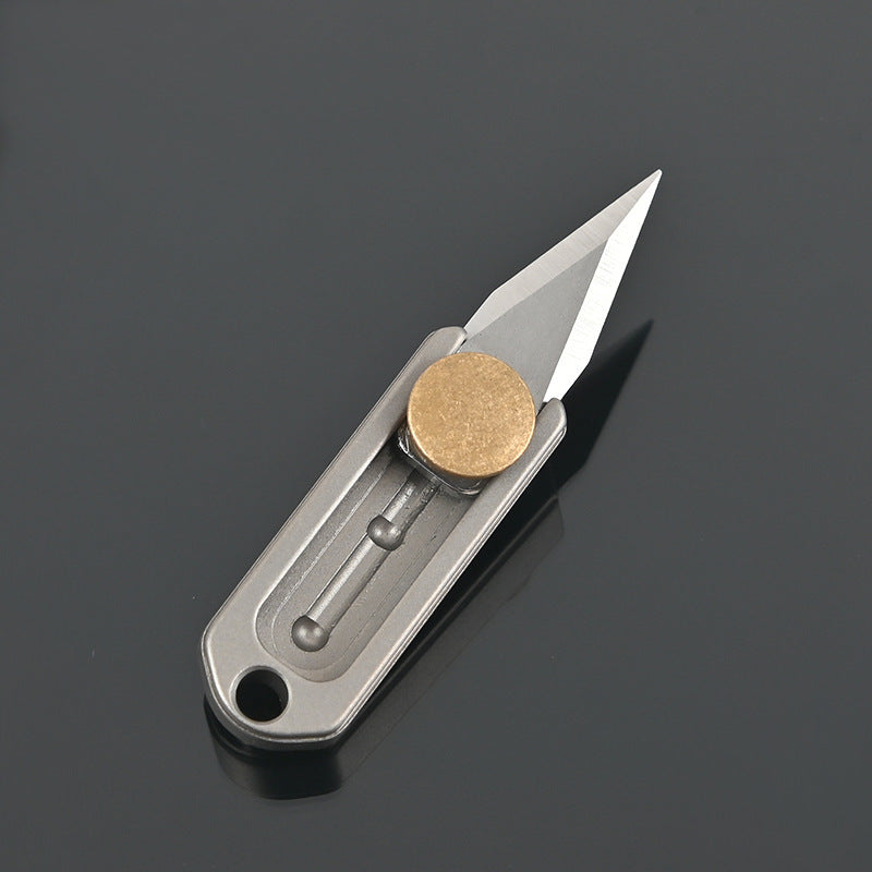 Titanium Mini Push Knife, Portable EDC Keychain Pendant, Express Dismantling Knife