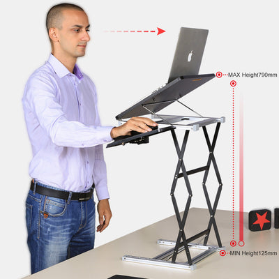 Adjustable Laptop Stand for Desk, Adjustable Height Laptop Riser - Easy to Sit or Stand with 9 Adjustable Heights